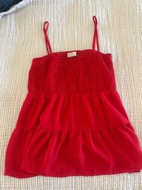 Paper Crane Red Smocked Tiered Spaghetti-Strap Camisole